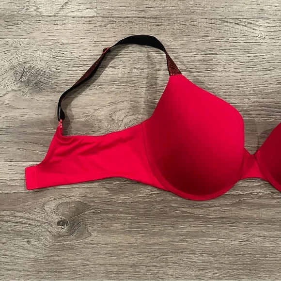 Victoria's Secret T-Shirt Push-Up Bra (Red Licorice Logo Shine Straps) - Picture 4 of 12